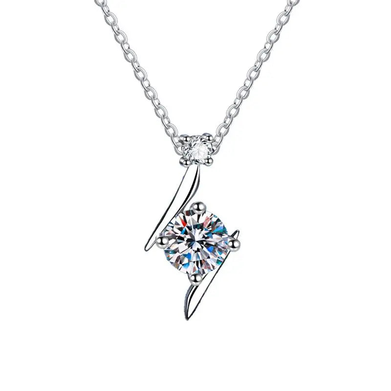 1.0 carat women moissantie pendant necklace for charm lady  Solid 925 Sterling Silver Wedding Women Promise fine Jewelry gift