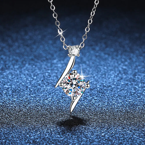 1.0 carat women moissantie pendant necklace for charm lady  Solid 925 Sterling Silver Wedding Women Promise fine Jewelry gift