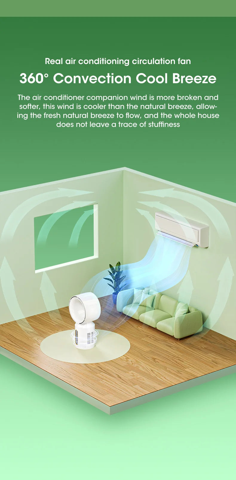 Desktop Bladeless Electric Fan Table Fan 5 Speed Tower Fan For Baby Cooler Air Conditioner USB Rechargeable Cooler Fan