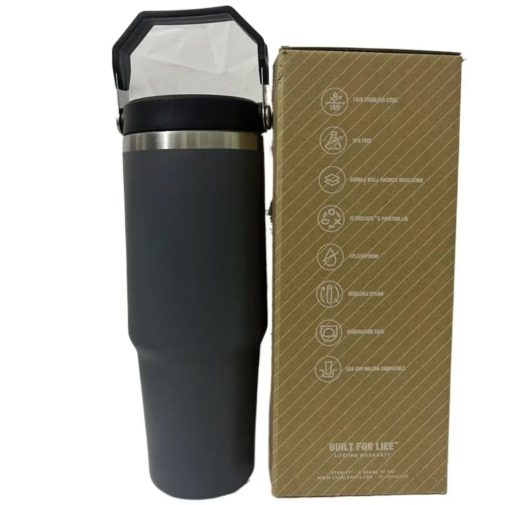 30 copo isolado de aço inoxidável 30oz copo de carro de grande capacidade com alça copo de palha portátil
