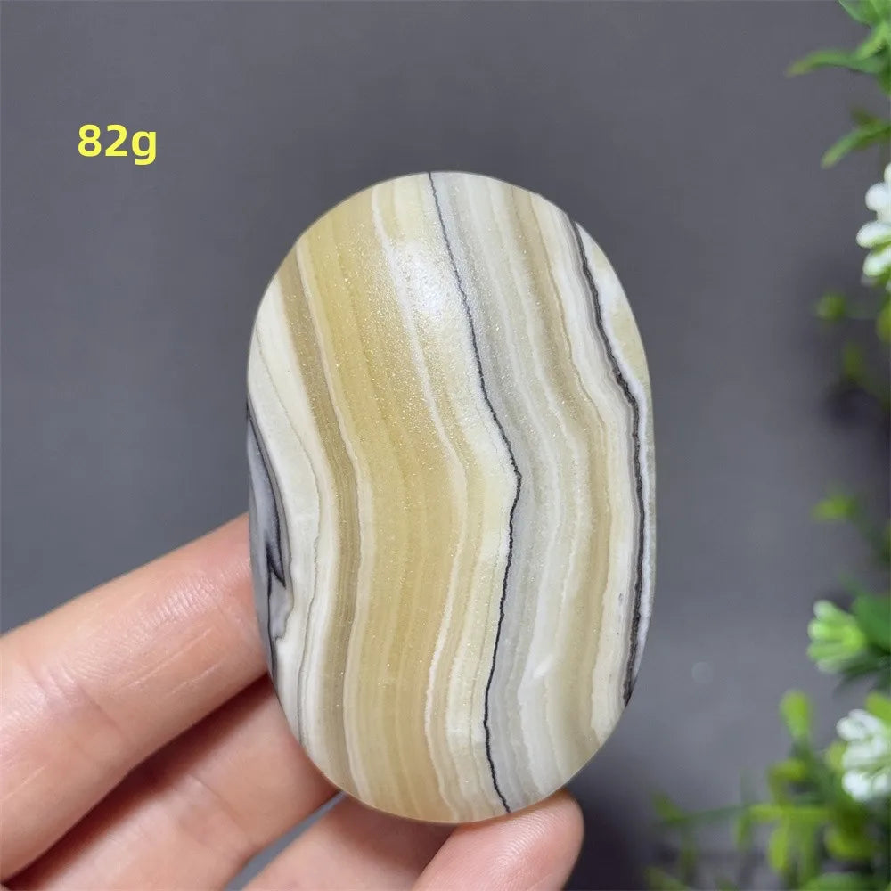 Natural Quartz Striped Calcite Palm Play Rune Pattern Reiki Meditation Healing Witchcraft Energy Massage Home Decoration Gift
