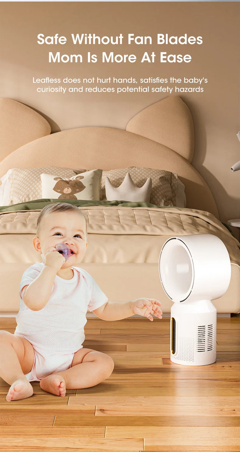 Desktop Bladeless Electric Fan Table Fan 5 Speed Tower Fan For Baby Cooler Air Conditioner USB Rechargeable Cooler Fan