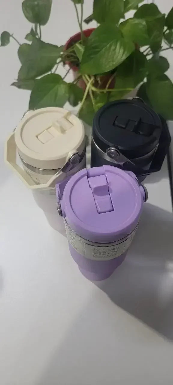 30Oz in stock with dazzling handle, insulated roller handle, 30Oz with lid, vacuum roller, stainless steel portable water bottle