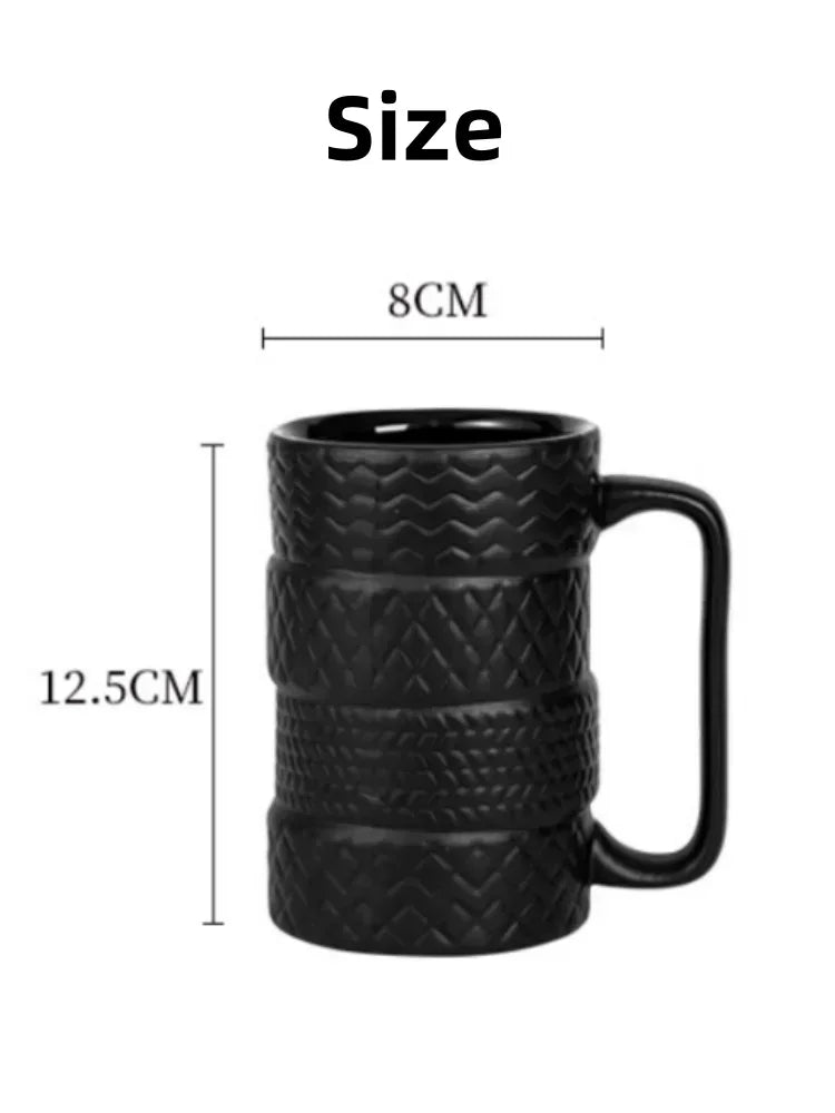 1Pcs Tire Ceramics Mug Creative Novelty Tire Shaped Cup Large Capacity Heat-resisting Office Home Coffee Breakfast Mugs Gifts