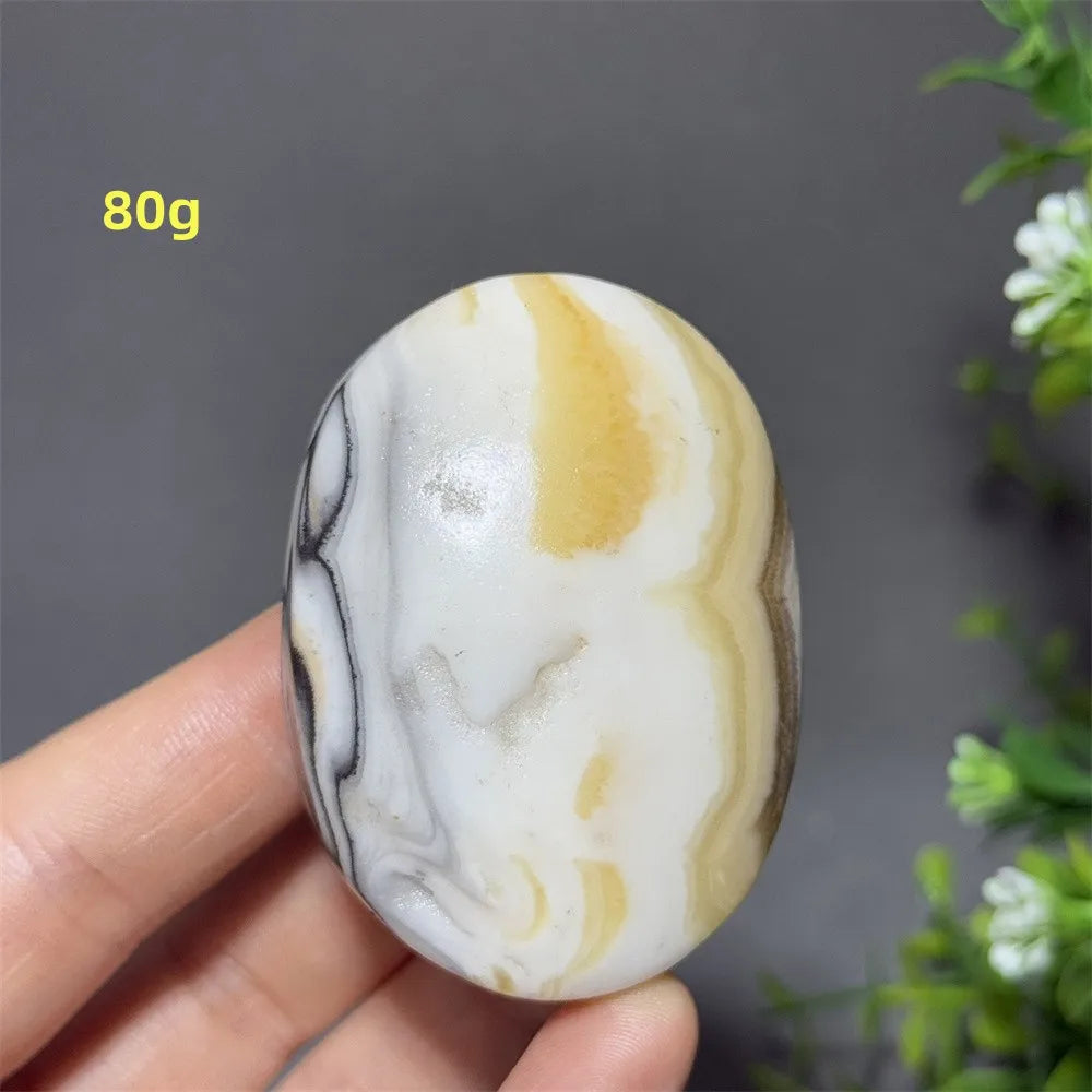 Natural Quartz Striped Calcite Palm Play Rune Pattern Reiki Meditation Healing Witchcraft Energy Massage Home Decoration Gift