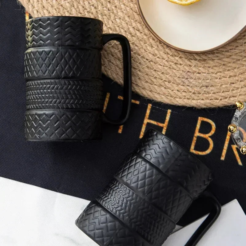 1Pcs Tire Ceramics Mug Creative Novelty Tire Shaped Cup Large Capacity Heat-resisting Office Home Coffee Breakfast Mugs Gifts
