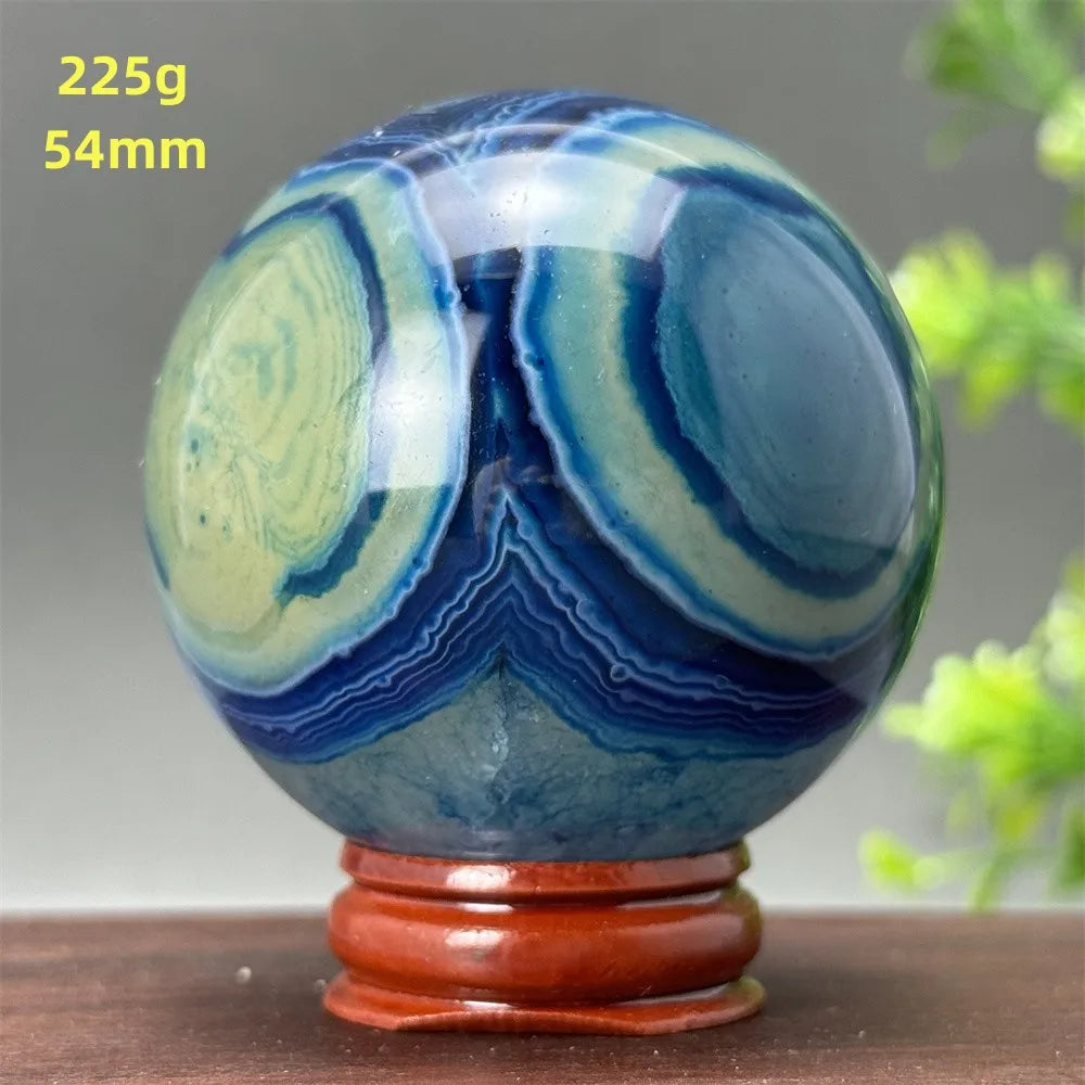 Natural Blue Agate Ball Reiki Healing Spiritual Meditation Chakra Witchcraft Sacrifice Divination Home Decor Gift