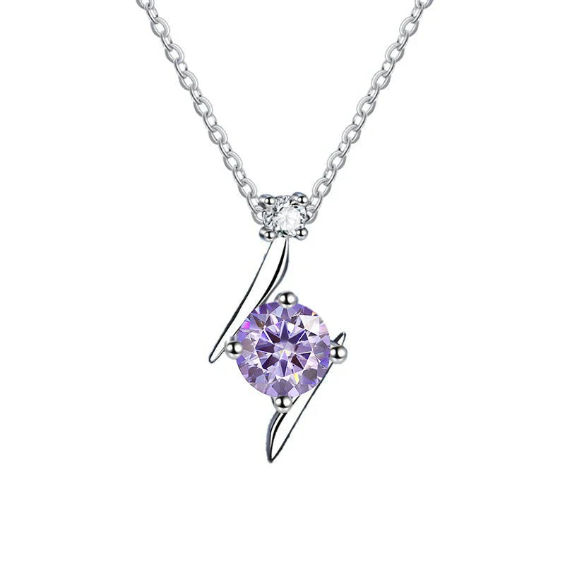 1.0 carat women moissantie pendant necklace for charm lady  Solid 925 Sterling Silver Wedding Women Promise fine Jewelry gift