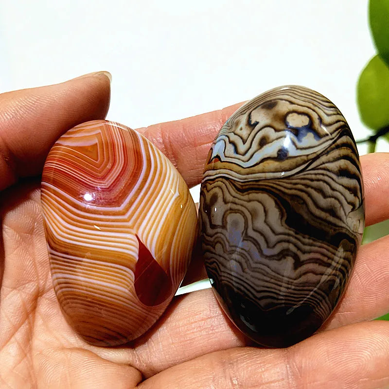 Natural Lace Stone Sardonyx Agate Palm Hand Play Witchcraft Meditation Spiritual Decor Home Decoration Healing Crystals