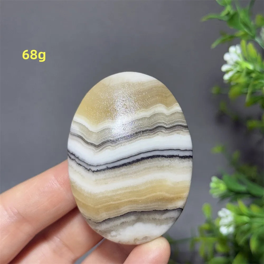 Natural Quartz Striped Calcite Palm Play Rune Pattern Reiki Meditation Healing Witchcraft Energy Massage Home Decoration Gift