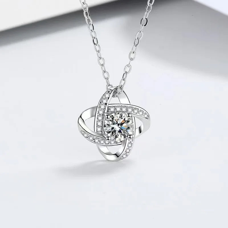 AAA Zircon Love Knot 925 Sterling Silver Necklace Luxury High Quality Mother's Day Gift Classic Gold Plated Jewelry Engagement