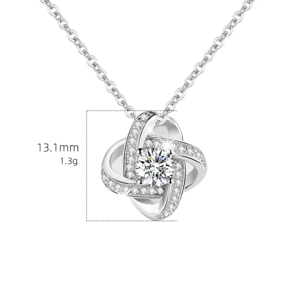 AAA Zircon Love Knot 925 Sterling Silver Necklace Luxury High Quality Mother's Day Gift Classic Gold Plated Jewelry Engagement