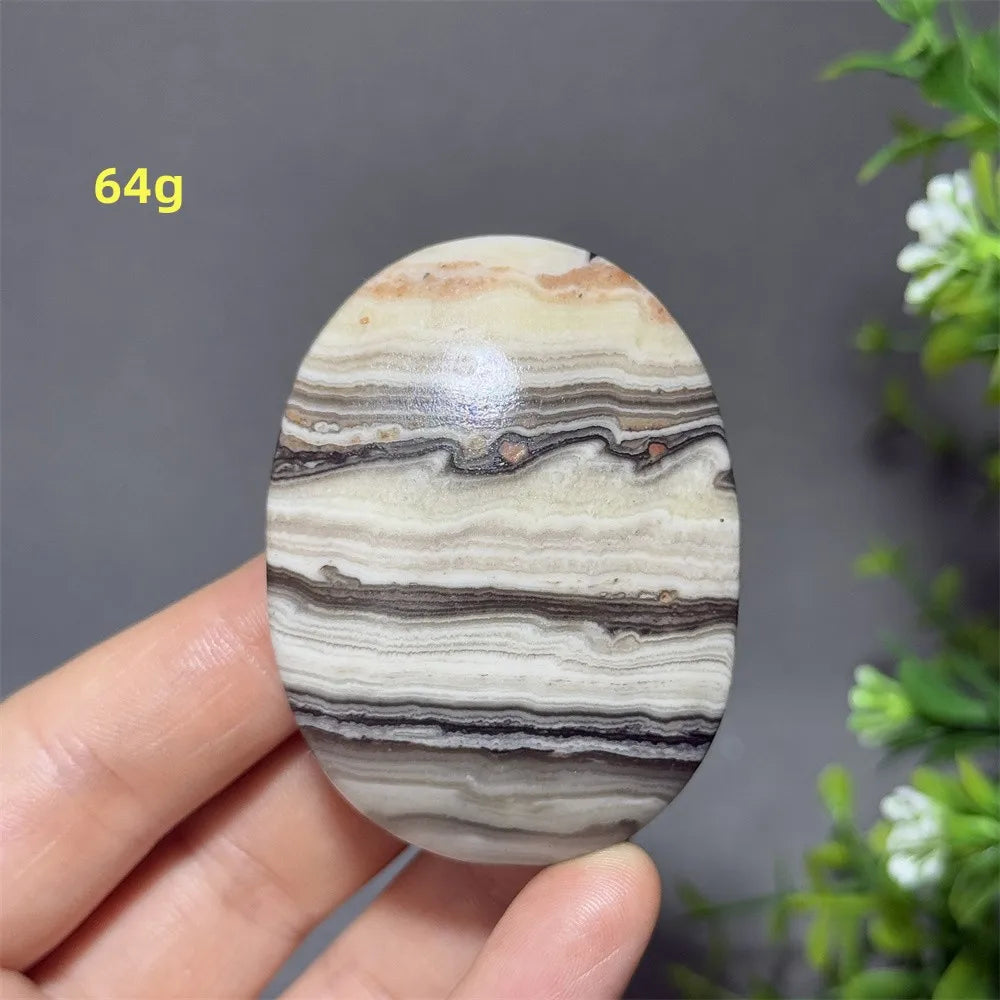 Natural Quartz Striped Calcite Palm Play Rune Pattern Reiki Meditation Healing Witchcraft Energy Massage Home Decoration Gift