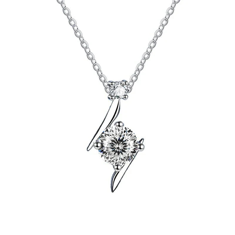 1.0 carat women moissantie pendant necklace for charm lady  Solid 925 Sterling Silver Wedding Women Promise fine Jewelry gift