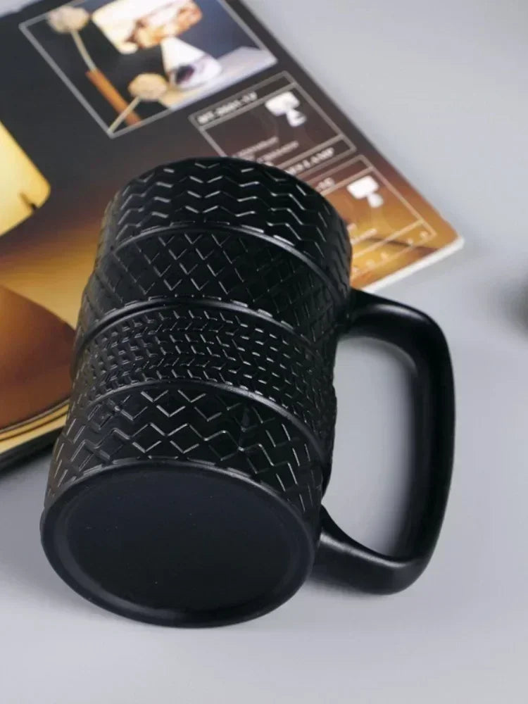 1Pcs Tire Ceramics Mug Creative Novelty Tire Shaped Cup Large Capacity Heat-resisting Office Home Coffee Breakfast Mugs Gifts