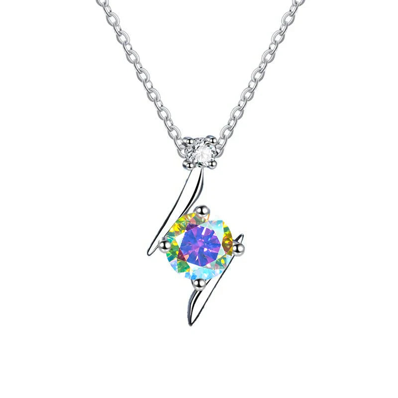 1.0 carat women moissantie pendant necklace for charm lady  Solid 925 Sterling Silver Wedding Women Promise fine Jewelry gift