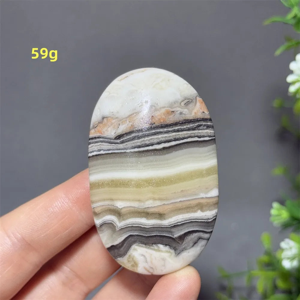Natural Quartz Striped Calcite Palm Play Rune Pattern Reiki Meditation Healing Witchcraft Energy Massage Home Decoration Gift