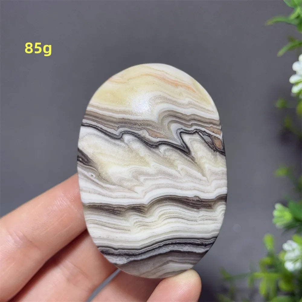 Natural Quartz Striped Calcite Palm Play Rune Pattern Reiki Meditation Healing Witchcraft Energy Massage Home Decoration Gift