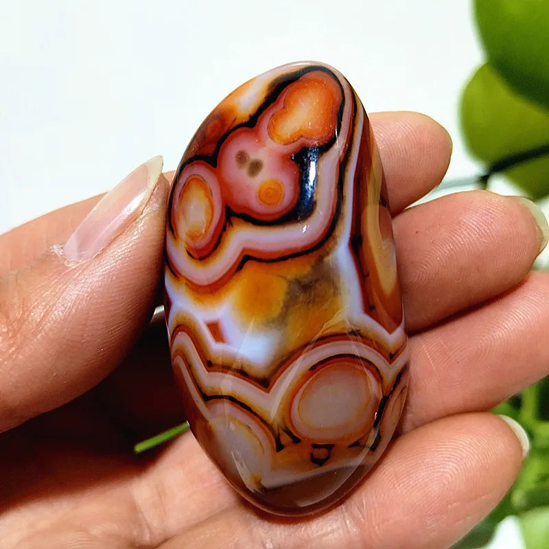 Natural Lace Stone Sardonyx Agate Palm Hand Play Witchcraft Meditation Spiritual Decor Home Decoration Healing Crystals