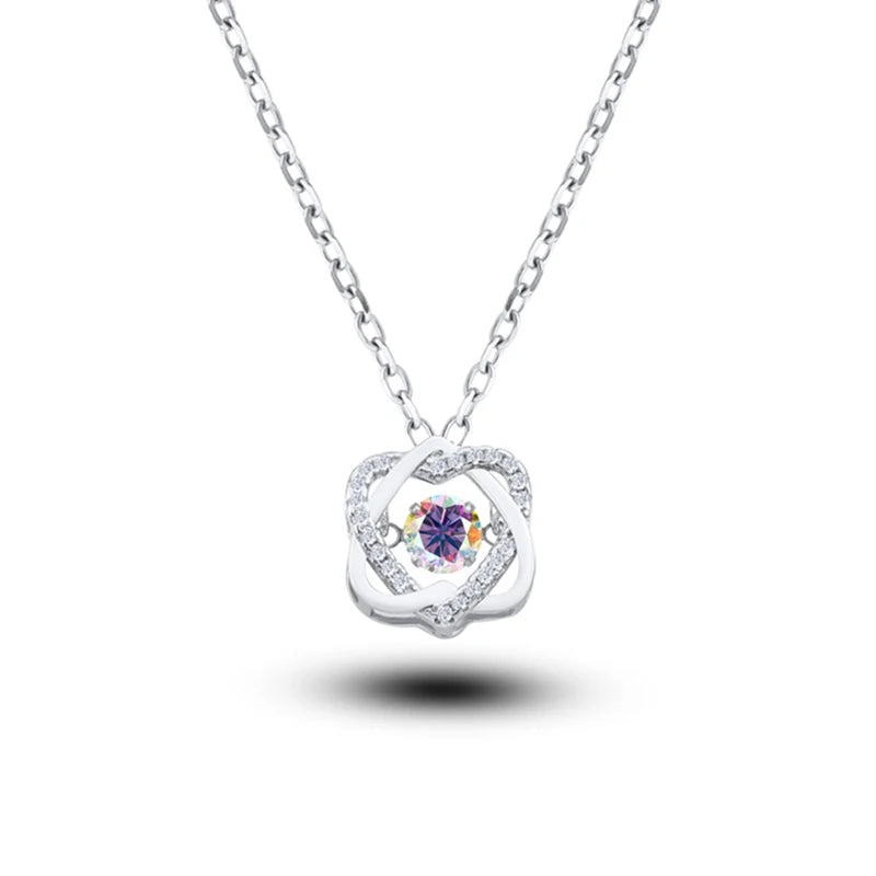 0.5ct GRA Moissanite Necklace for Women Sparkling Simulated Diamond Pendant Beating Heart S925 Silver Fine Jewelry Gift