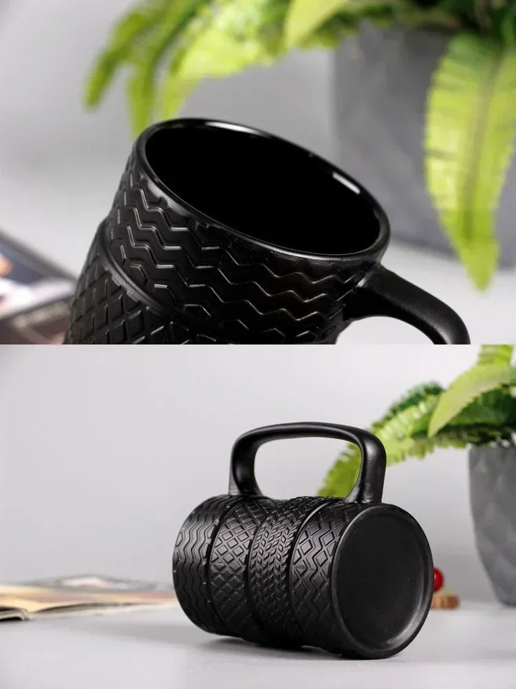 1Pcs Tire Ceramics Mug Creative Novelty Tire Shaped Cup Large Capacity Heat-resisting Office Home Coffee Breakfast Mugs Gifts