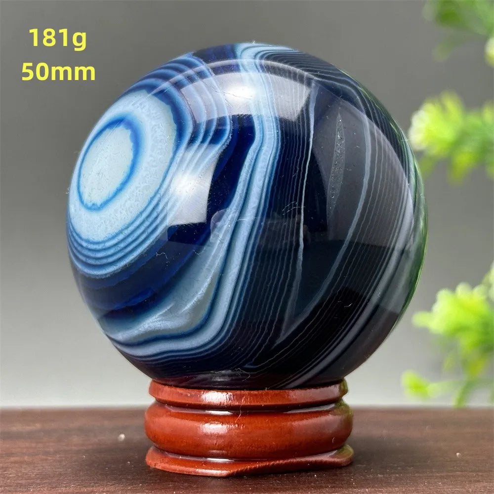 Natural Blue Agate Ball Reiki Healing Spiritual Meditation Chakra Witchcraft Sacrifice Divination Home Decor Gift