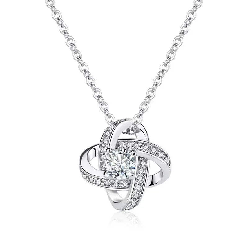 AAA Zircon Love Knot 925 Sterling Silver Necklace Luxury High Quality Mother's Day Gift Classic Gold Plated Jewelry Engagement