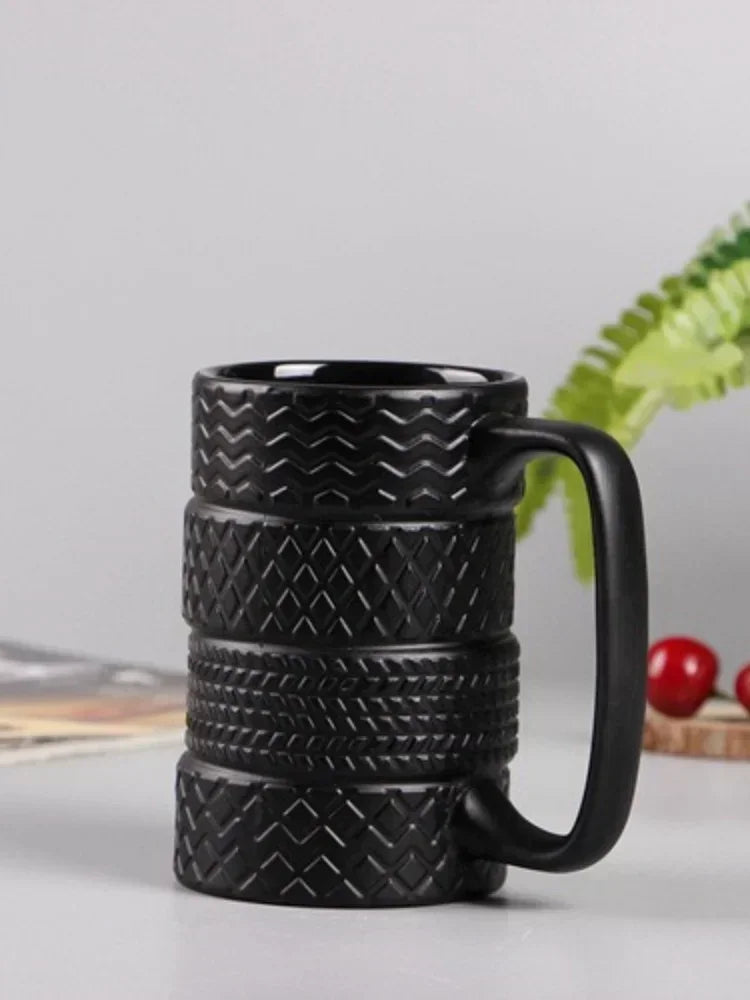 1Pcs Tire Ceramics Mug Creative Novelty Tire Shaped Cup Large Capacity Heat-resisting Office Home Coffee Breakfast Mugs Gifts
