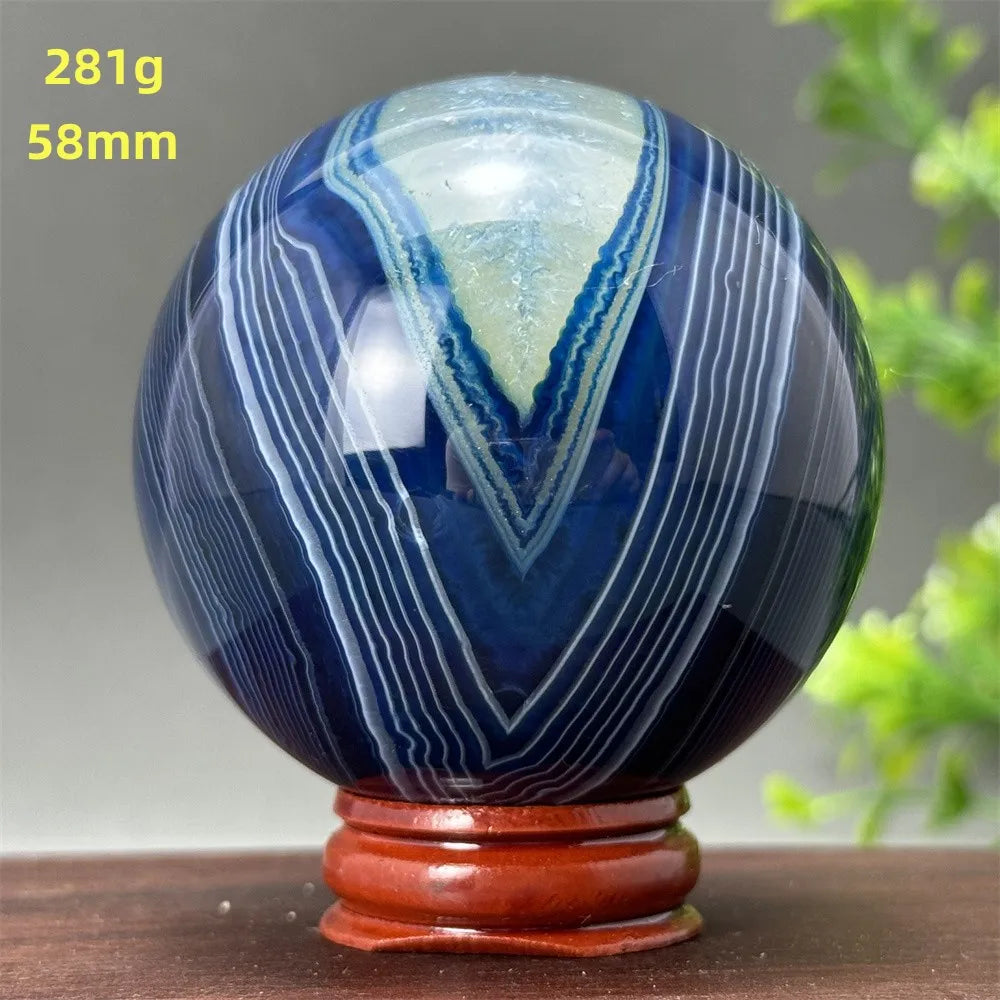 Natural Blue Agate Ball Reiki Healing Spiritual Meditation Chakra Witchcraft Sacrifice Divination Home Decor Gift
