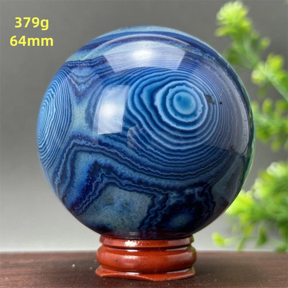 Natural Blue Agate Ball Reiki Healing Spiritual Meditation Chakra Witchcraft Sacrifice Divination Home Decor Gift