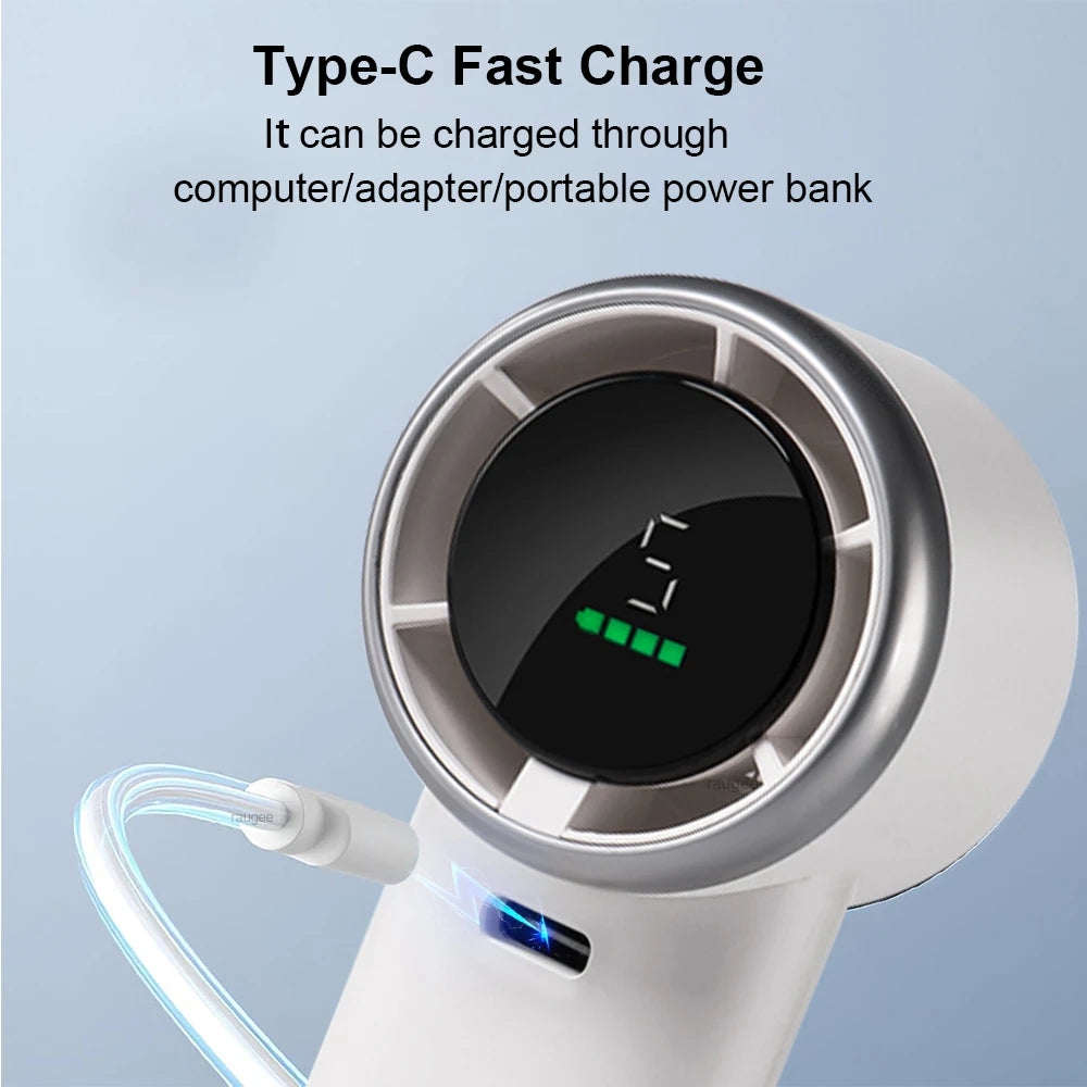 Portable Handheld Turbo Fan Mini Hand Fan 3600mAh Rechargeable Portable Small Pocket Fan Hand Held USB Fan with Digital Display