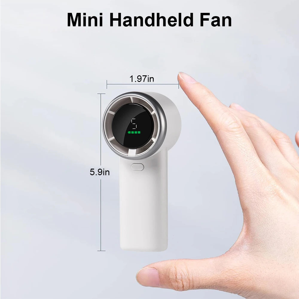 Portable Handheld Turbo Fan Mini Hand Fan 3600mAh Rechargeable Portable Small Pocket Fan Hand Held USB Fan with Digital Display