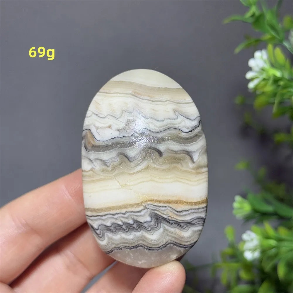 Natural Quartz Striped Calcite Palm Play Rune Pattern Reiki Meditation Healing Witchcraft Energy Massage Home Decoration Gift