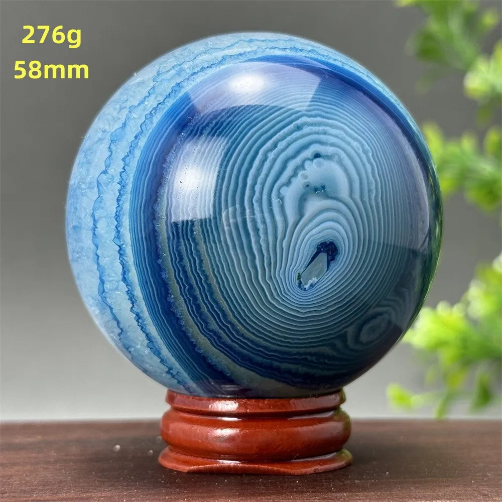 Natural Blue Agate Ball Reiki Healing Spiritual Meditation Chakra Witchcraft Sacrifice Divination Home Decor Gift