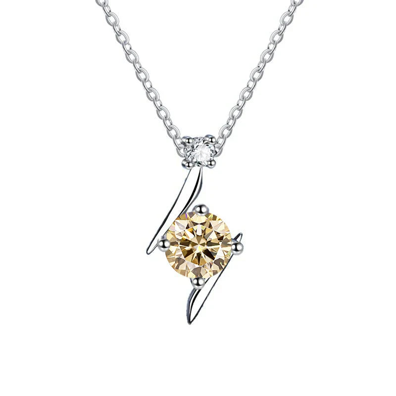 1.0 carat women moissantie pendant necklace for charm lady  Solid 925 Sterling Silver Wedding Women Promise fine Jewelry gift