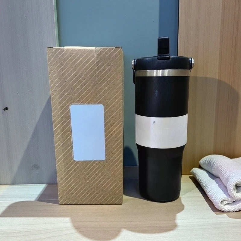 30Oz in stock with dazzling handle, insulated roller handle, 30Oz with lid, vacuum roller, stainless steel portable water bottle