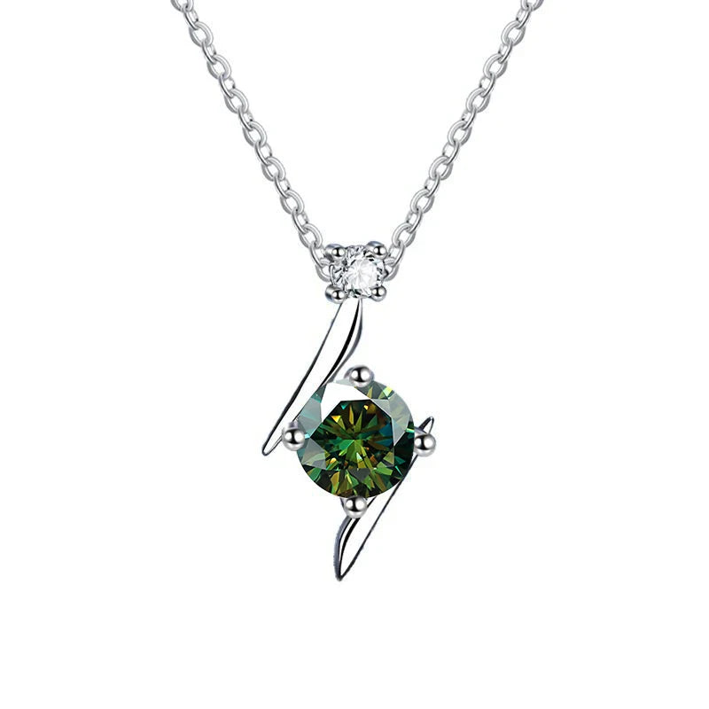 1.0 carat women moissantie pendant necklace for charm lady  Solid 925 Sterling Silver Wedding Women Promise fine Jewelry gift