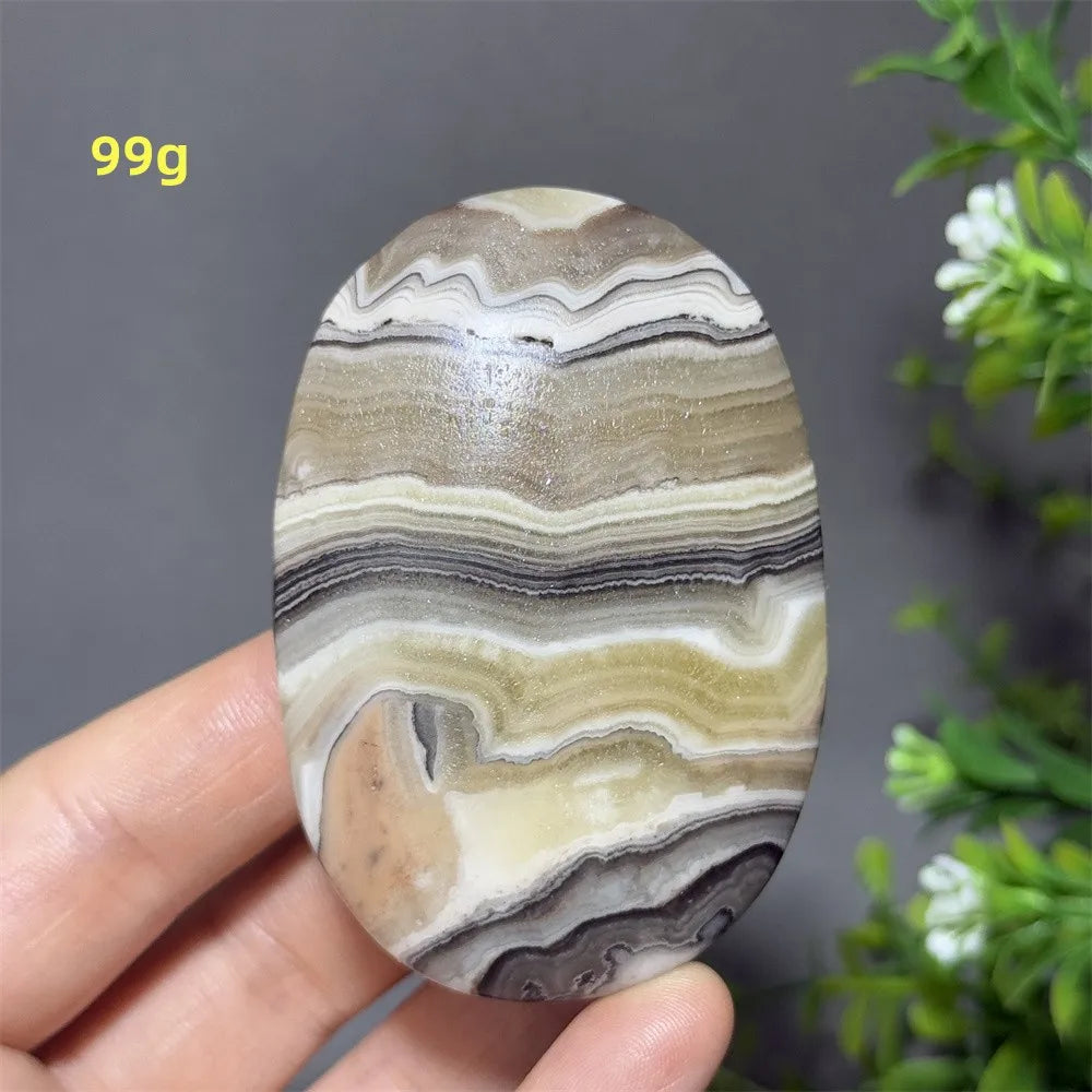 Natural Quartz Striped Calcite Palm Play Rune Pattern Reiki Meditation Healing Witchcraft Energy Massage Home Decoration Gift