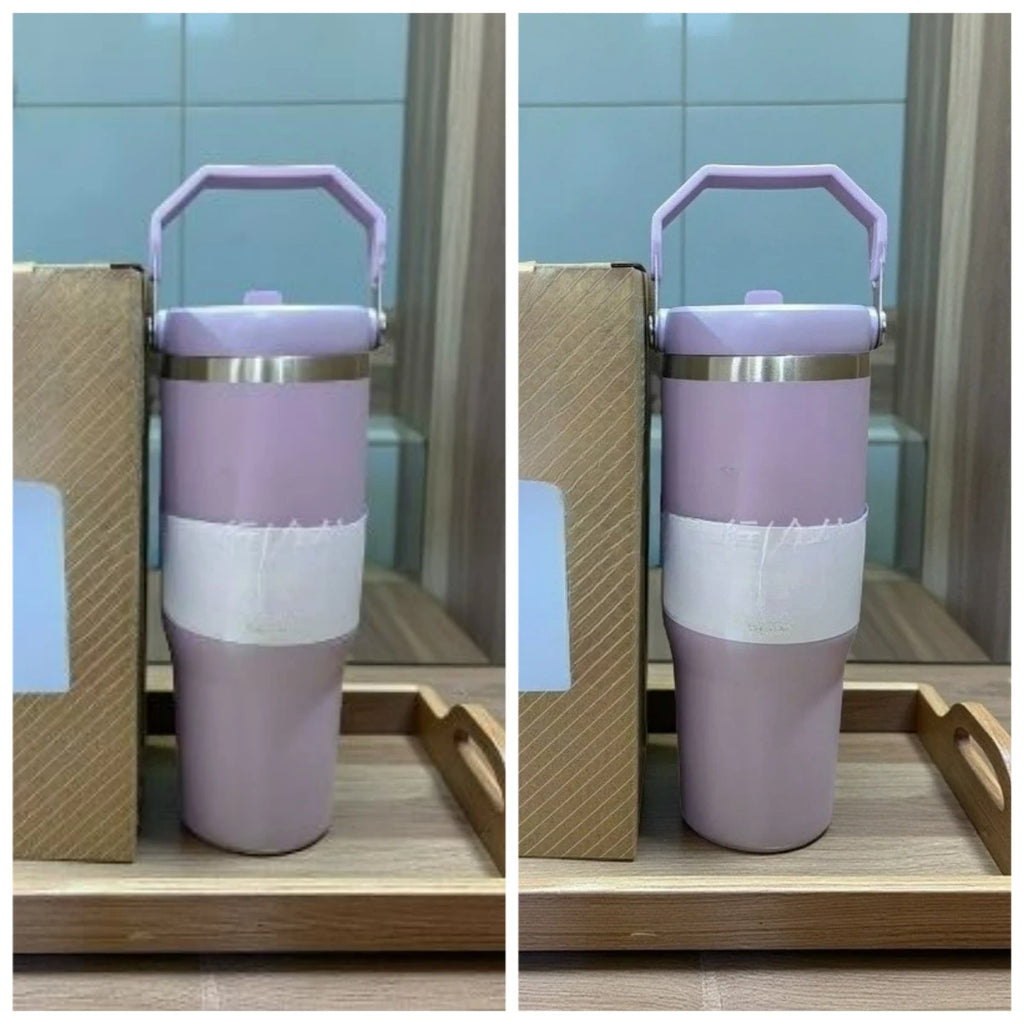 30Oz in stock with dazzling handle, insulated roller handle, 30Oz with lid, vacuum roller, stainless steel portable water bottle