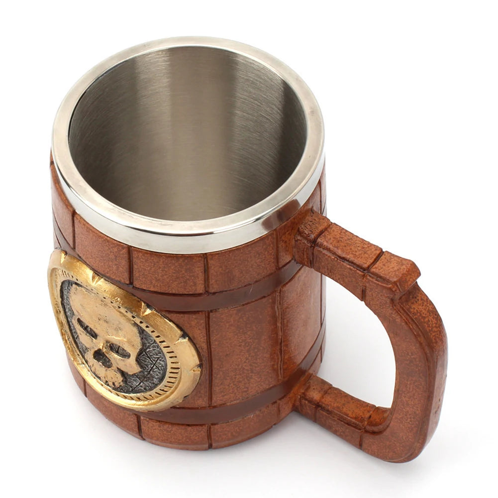600ml 3D Skull Mug Viking Drinking Cup Resin Skull Mug Beer Tea Cups Bar Drinking Mug Tea Metal Insulated Game Lovers Gift