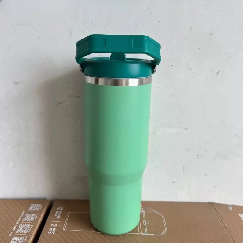 30oz stainless steel insulated cup large capacity car cup with portable straw cup strap