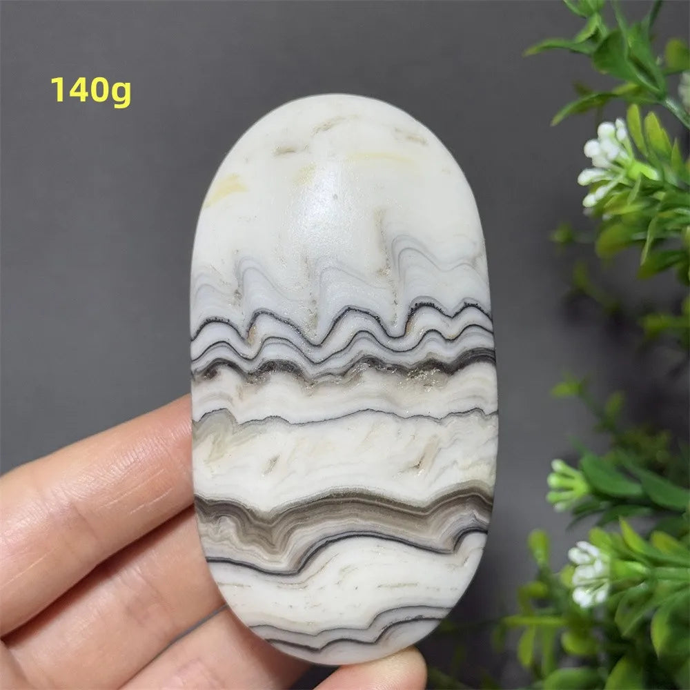 Natural Quartz Striped Calcite Palm Play Rune Pattern Reiki Meditation Healing Witchcraft Energy Massage Home Decoration Gift