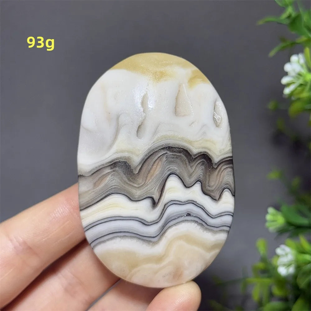 Natural Quartz Striped Calcite Palm Play Rune Pattern Reiki Meditation Healing Witchcraft Energy Massage Home Decoration Gift