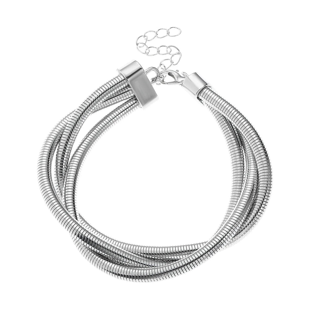 DIEZI Exaggerated Snake Chain Necklace Bracelet Set For Women Punk Geometric Gold Silver Color Metal Punk Hip Hop Jewelry Set