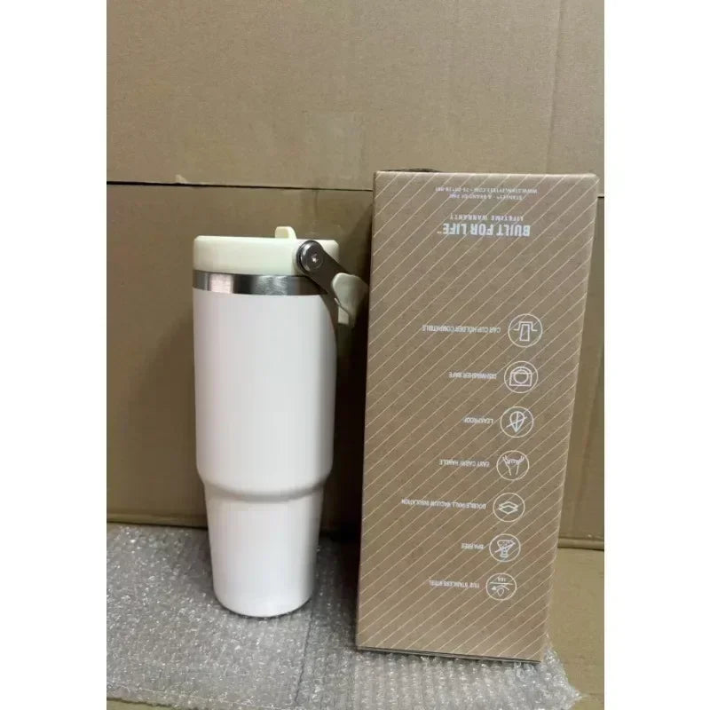 30oz stainless steel insulated cup large capacity car cup with portable straw cup strap