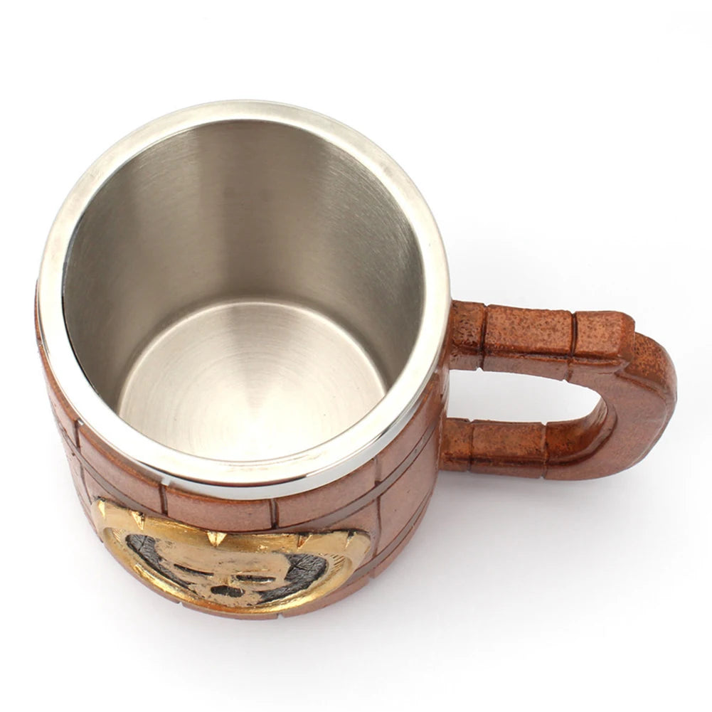 600ml 3D Skull Mug Viking Drinking Cup Resin Skull Mug Beer Tea Cups Bar Drinking Mug Tea Metal Insulated Game Lovers Gift
