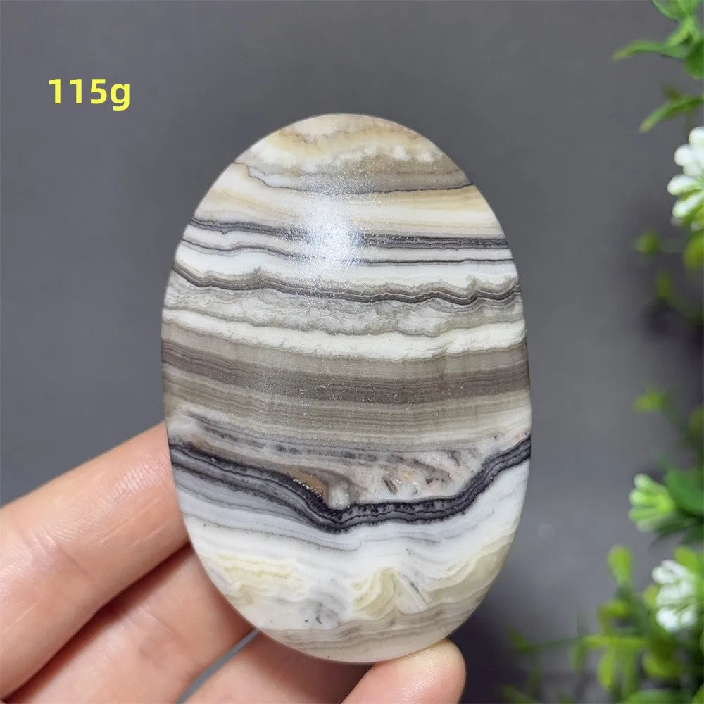 Natural Quartz Striped Calcite Palm Play Rune Pattern Reiki Meditation Healing Witchcraft Energy Massage Home Decoration Gift