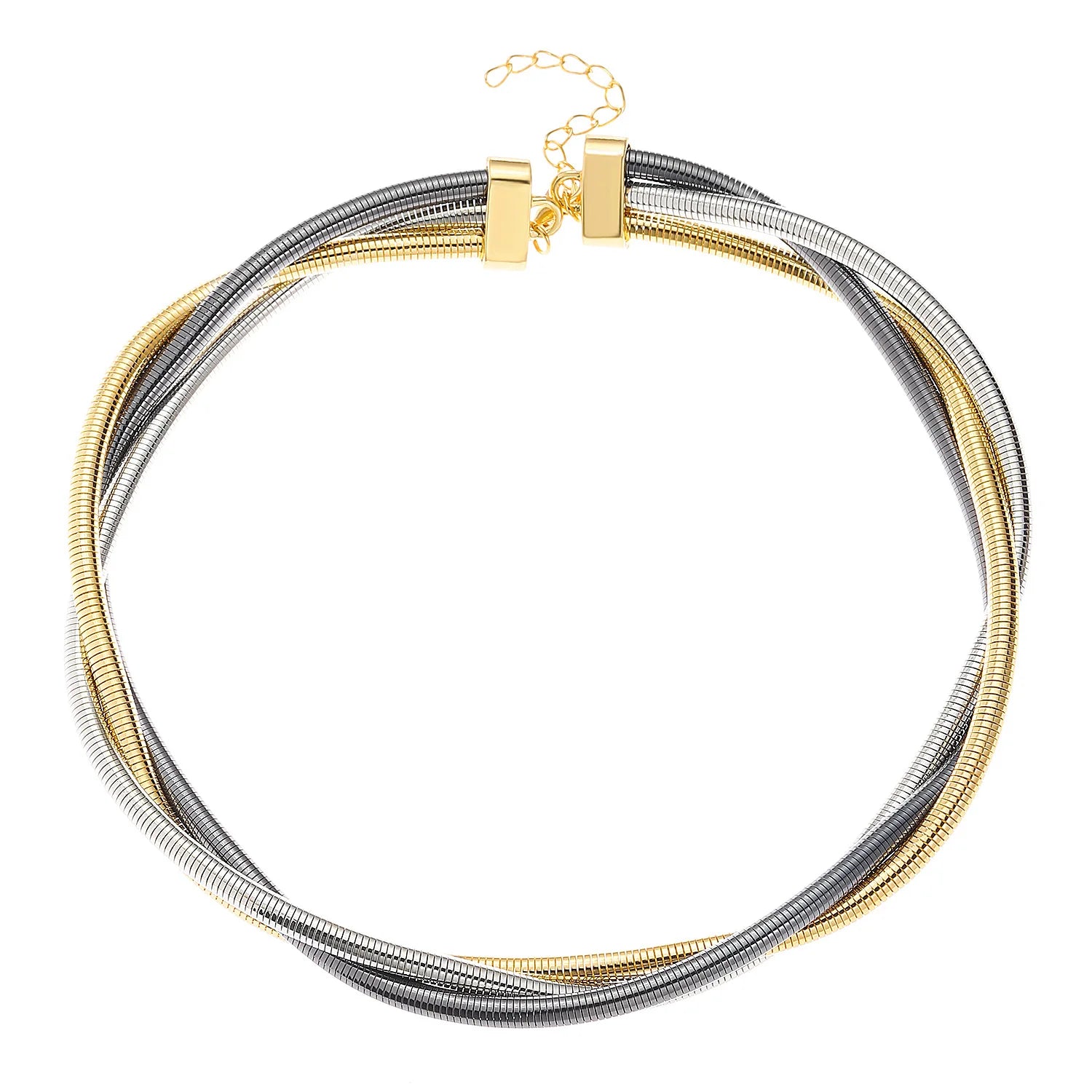 DIEZI Exaggerated Snake Chain Necklace Bracelet Set For Women Punk Geometric Gold Silver Color Metal Punk Hip Hop Jewelry Set