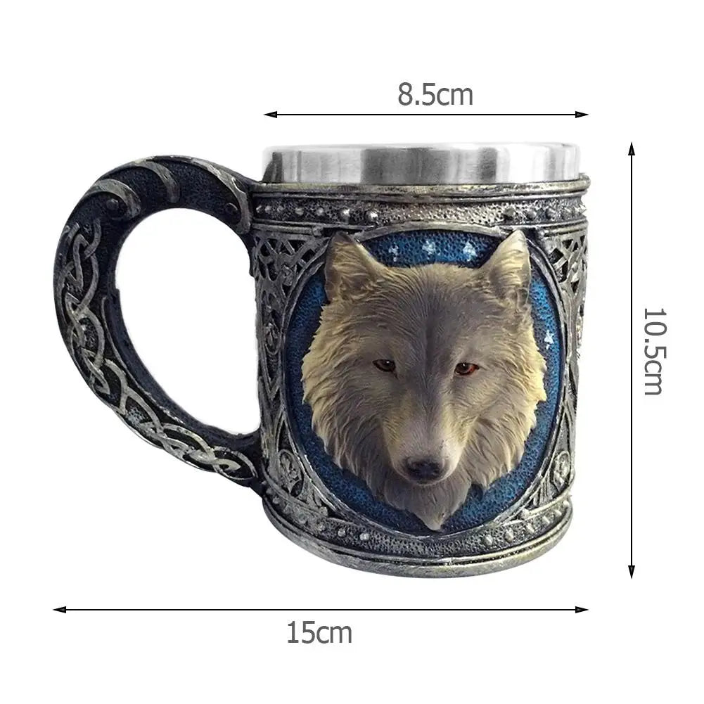 600ml 3D Skull Mug Viking Drinking Cup Resin Skull Mug Beer Tea Cups Bar Drinking Mug Tea Metal Insulated Game Lovers Gift