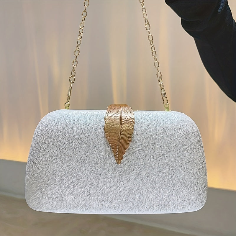 Elegant Faux Leather Evening Clutch Bag for Women - Buckle Closure, Rayon Lining, Solid Color, Perfect for Wedding Party, Prom, and Formal Events - Stylish and Compact Design